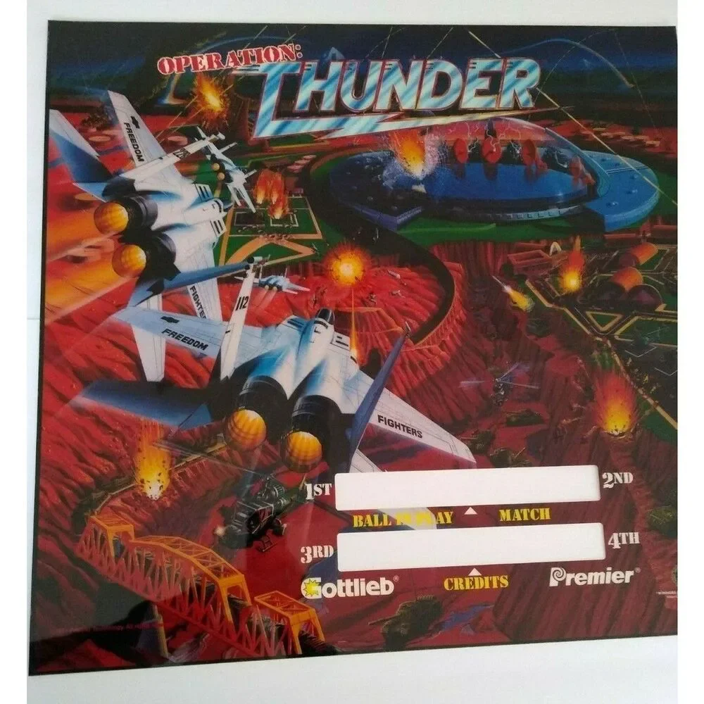 Operation Thunder Pinball Game TRANSLITE Art Sheet 1992 Original NOS